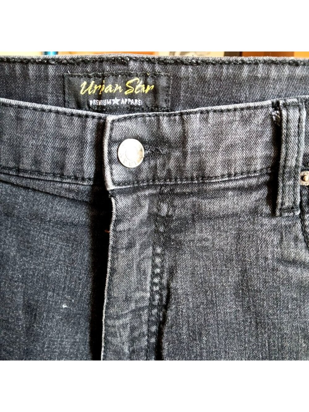 Mens Urban Star Jeans 38x32 Y2K Vtg Distressed Charcoal Gray Denim Stretch